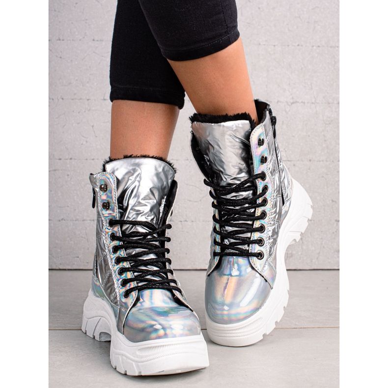 Srebrne čizme na platformi VINCEZA srebro 1