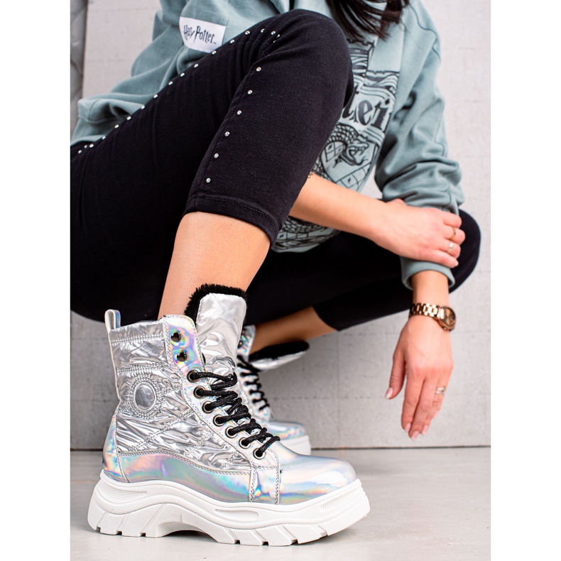 Srebrne čizme na platformi VINCEZA srebro 2