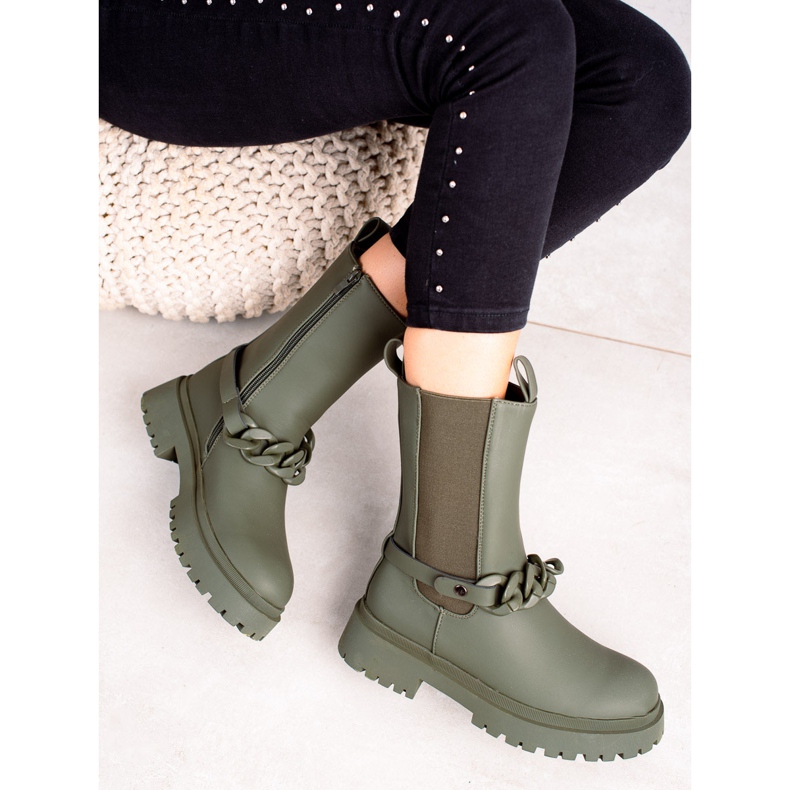 TRENDI Zeleni radnici s ukrasnom trakom zelena 2