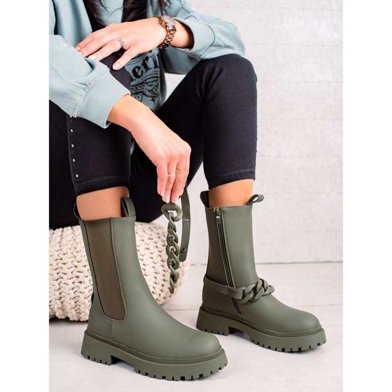 TRENDI Zeleni radnici s ukrasnom trakom zelena 1