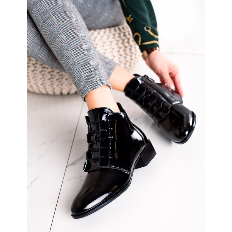 W. Potocki Elegantne čizme Potocki lakirane crno 1