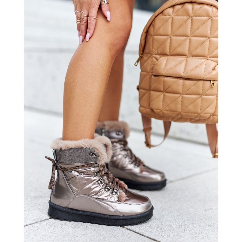 POTOCKI Snježne čizme s visokim krznom izoliranim Golden Sneezy zlatni 1