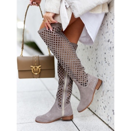 PA2 Čizme od antilopa s ažurnim uzorkom Svijetlosmeđa šljokica 2