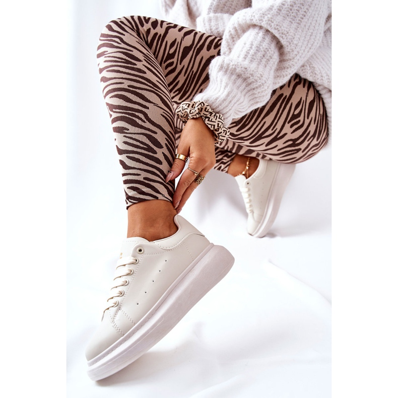 Kožne sportske cipele na bež Lemmy platformi 2