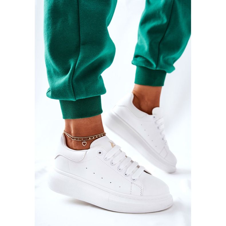 Kožne sportske cipele na bijeloj Lemmy platformi bijela 2