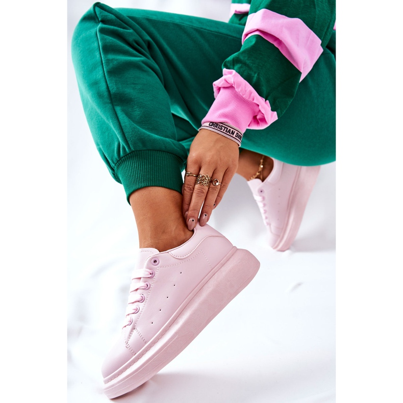 Kožne sportske cipele na ružičastoj Lemmy platformi ružičasta 1