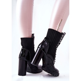 PG1 Ženske čizme na krokodilskom uzorku visoke pete Crni Erdogan crna 2