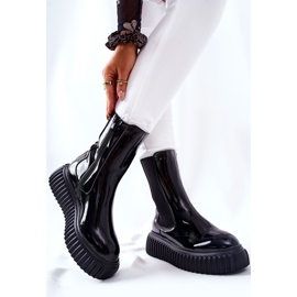 PS1 Visoko lakirane čizme na platformi Black Sereia crna 2