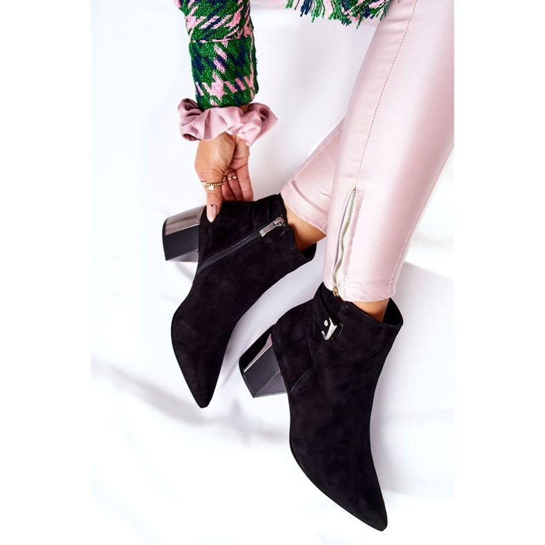 Kožne čizme na stupu Laura Messi crna 2354 2