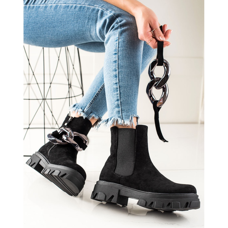 Čizme od brušene kože na platformi S. Barski crna 1