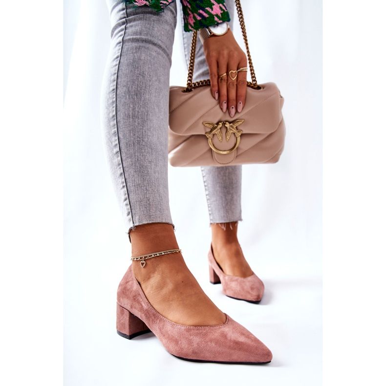 PG1 Suede pumpe na stupu Pink Ross ružičasta 2