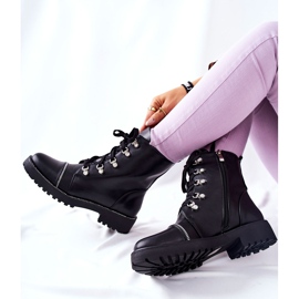 PG1 Klasične crne Daiane vezane kožne čizme crno 1