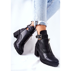 PG1 Crne Clive čizme na visokoj peti s kopčom crna 2