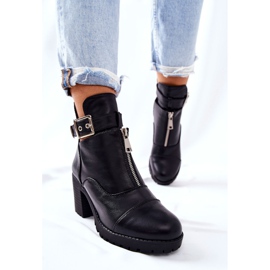 PG1 Crne Clive čizme na visokoj peti s kopčom crna 1