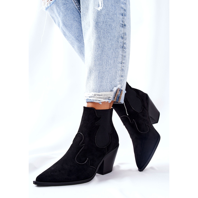 PG1 Crne Maurelle kaubojske čizme od antilopa crna 1