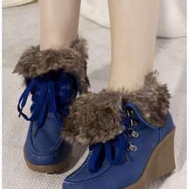 Plave čizme na klin s krznom Callas plava 1