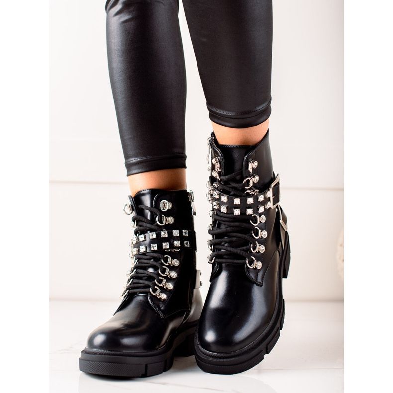 TRENDI Elegantni radnici sa kamenčićima crna 2