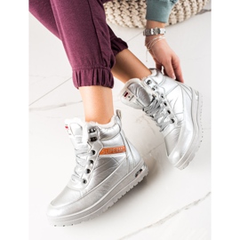 TRENDI Čizme za snijeg sa sjajnim Supermo srebro 2