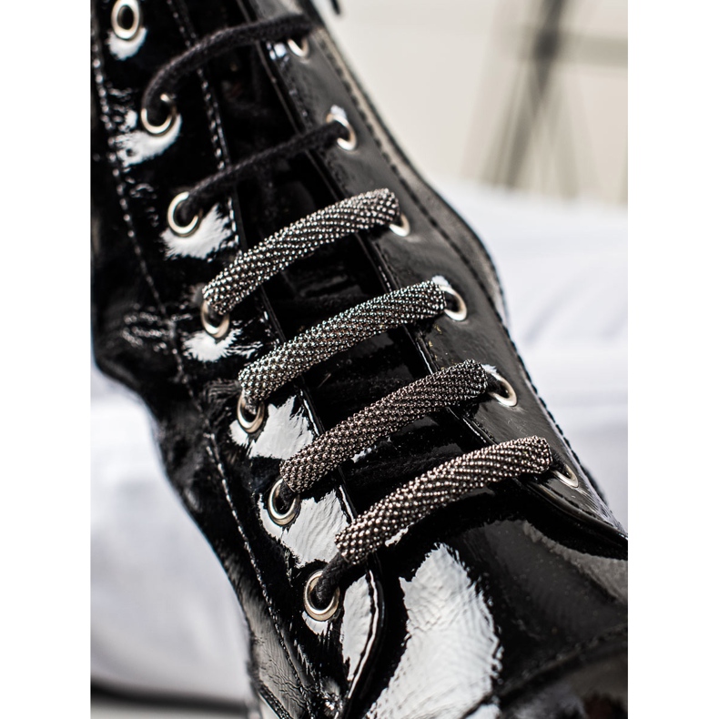 Moderne lakirane čizme crno 2