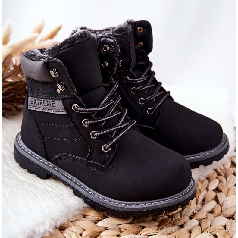 PA1 Dječji crni ugrijani grobovi trapera crno 1