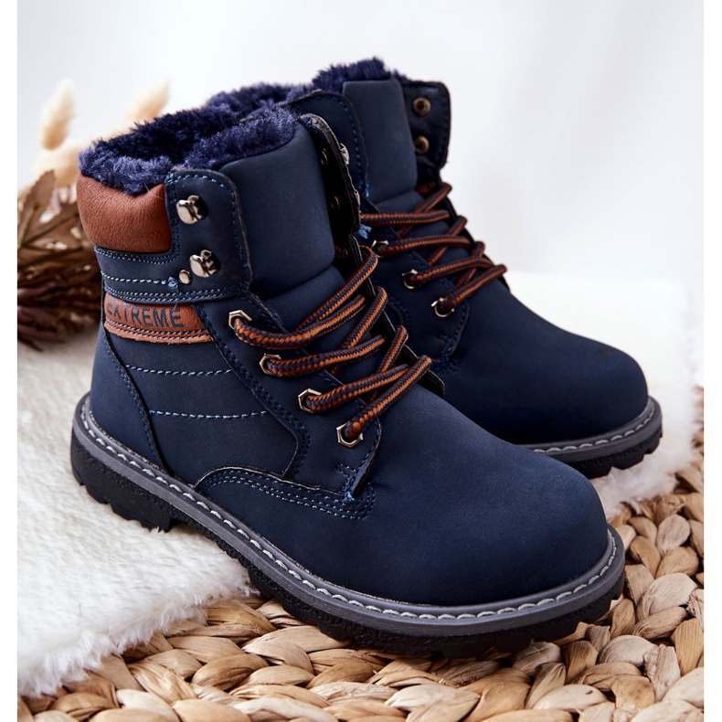 PA1 Dječji topli traperi Mornarsko plavi grobovi smeđa tamnoplava 1