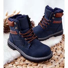 PA1 Dječji topli traperi Mornarsko plavi grobovi smeđa tamnoplava 2