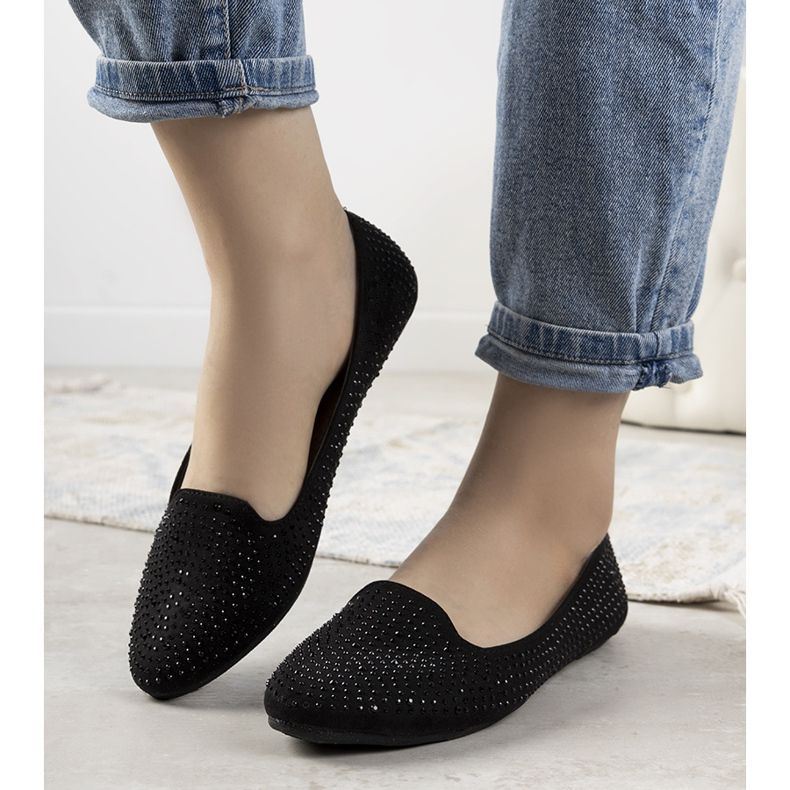 Crne balerine ukrašene Harriette kubičnim cirkonijem crna 1