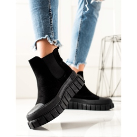 TRENDI Elegantne Chelsea čizme na platformi crno 1