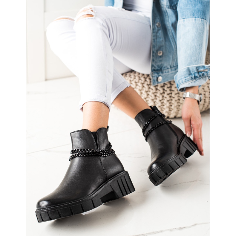 Goodin Čizme na platformi s lancem crno 1