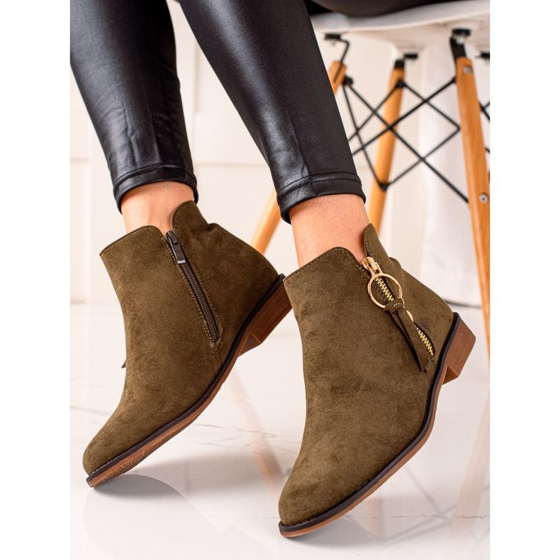 Super Me Čizme sa zlatnim patentnim zatvaračem zelena 1