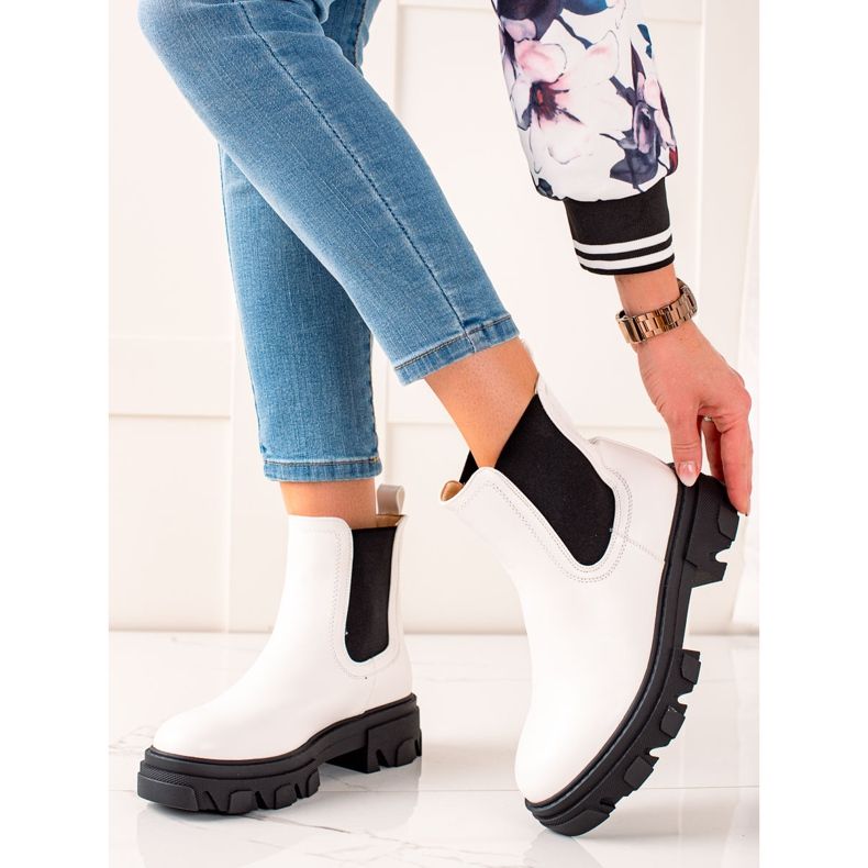 Seastar Modne čizme Chelsea na platformi bijela 2