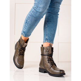 Super Mode Klasične čizme na vezanje smeđa zelena 1