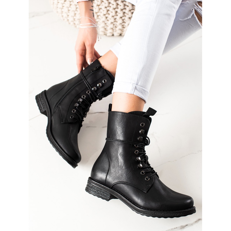 Super Mode Klasične čizme na vezanje crno 1