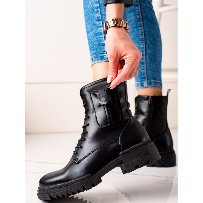 W. Potocki Klasične čizme Potocki na čipku crno 1