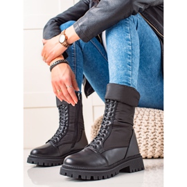 Weide Visoke čizme na vezanje crno 1