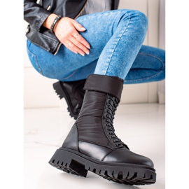 Weide Visoke čizme na vezanje crna 2