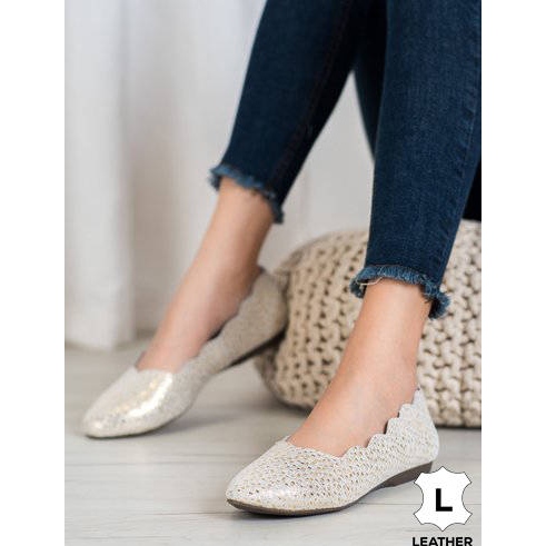 Filippo Modne kožne balerinke zlatni 1