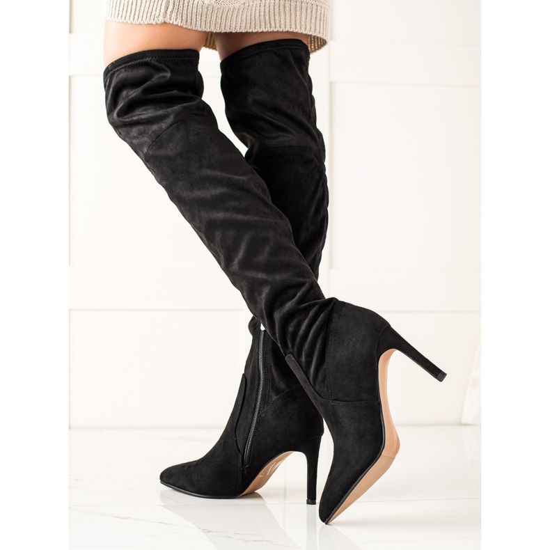 Evento Seksi čizme do bedara na visokoj peti crna 2