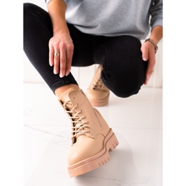 TRENDI Klasične smeđe planinarske čizme na platformu bež 1