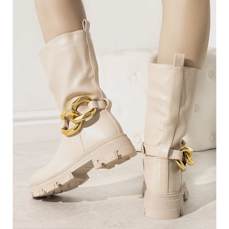 Bež izolirane čizme s Harrison lancem 1