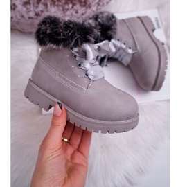 FRROCK Dječje čizme zagrijane sivim krznenim zamkama Tesoro siva 2