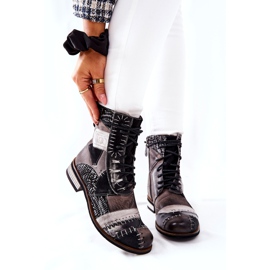 Maciejka Sive kožne čizme Jodhpur 05095-03 crno siva 1