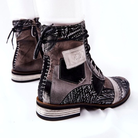 Maciejka Sive kožne čizme Jodhpur 05095-03 crna siva 2