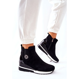 POTOCKI Suede crne čizme na klin Lunelle crna 1