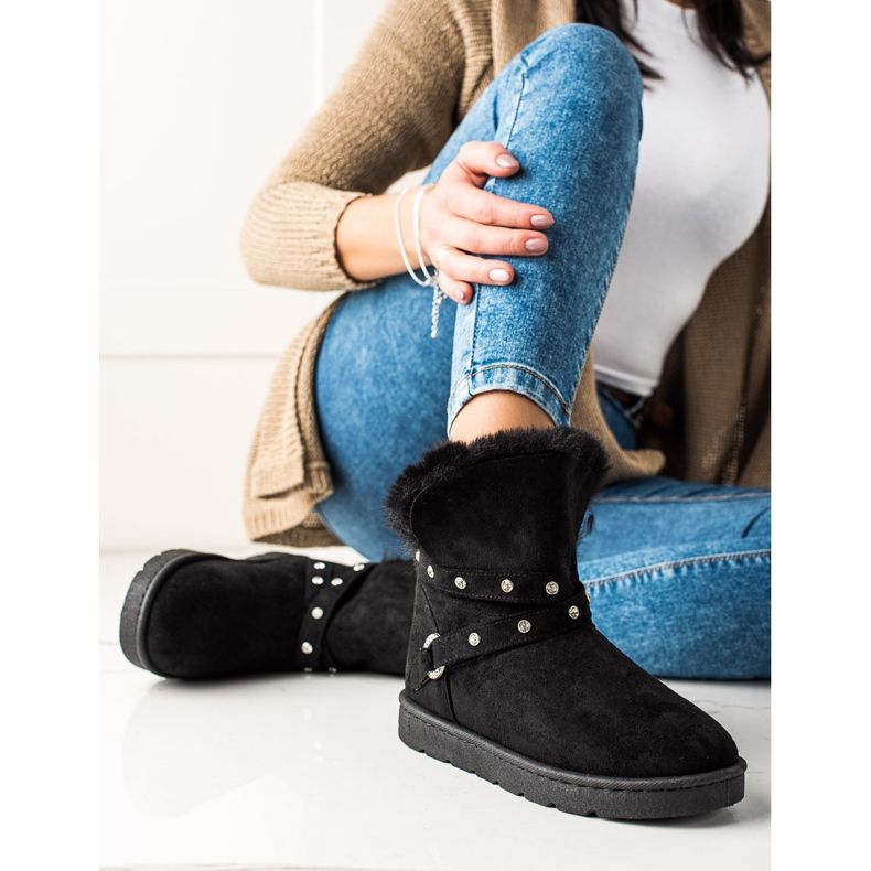 TRENDI Crni mukluki sa cirkonima crno 2