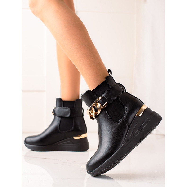 Groto Gogo Modne čizme na klin crna 1