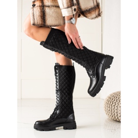 TRENDI Prošivene radničke čizme crna 1