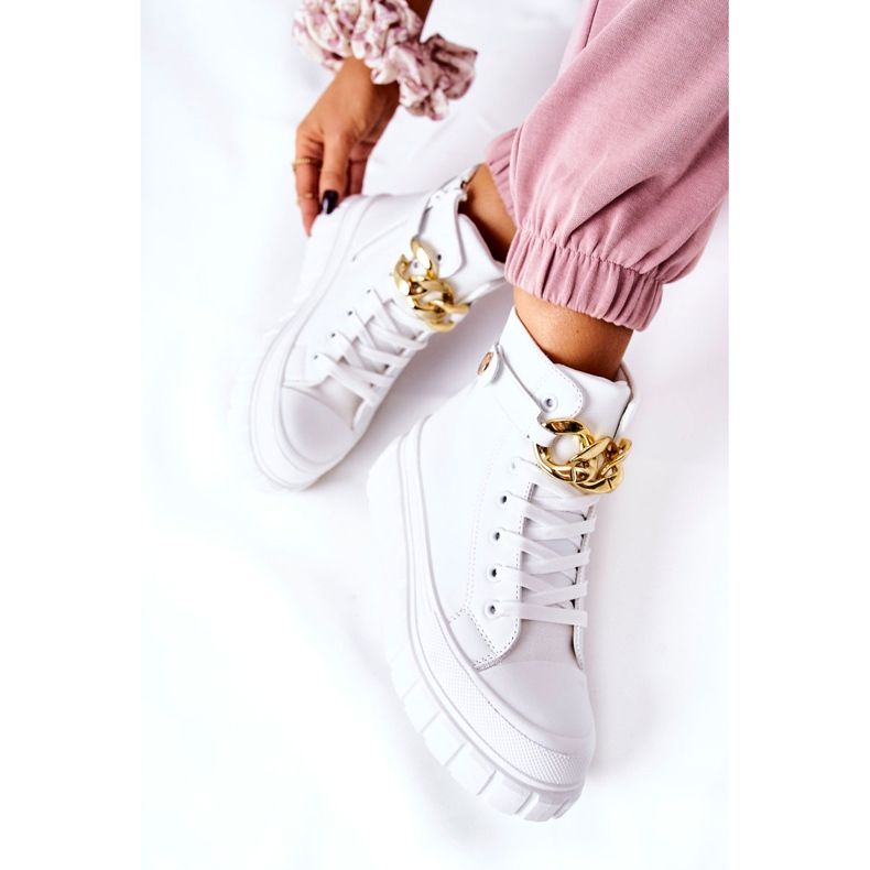 Visoke tenisice na bijeloj platformi bijela zlatna 1