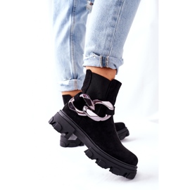 S.Barski Ženske izolirane čizme, crne čizme Chelsea s ukrasom crno 2