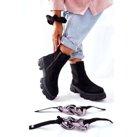 S.Barski Ženske izolirane čizme, crne čizme Chelsea s ukrasom crno 1